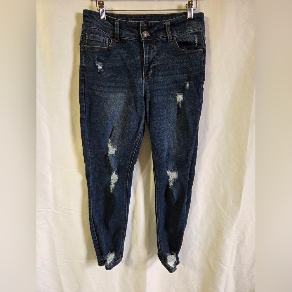 Vanilla Star Dark Blue Distressed Women's Jeans Size 11
